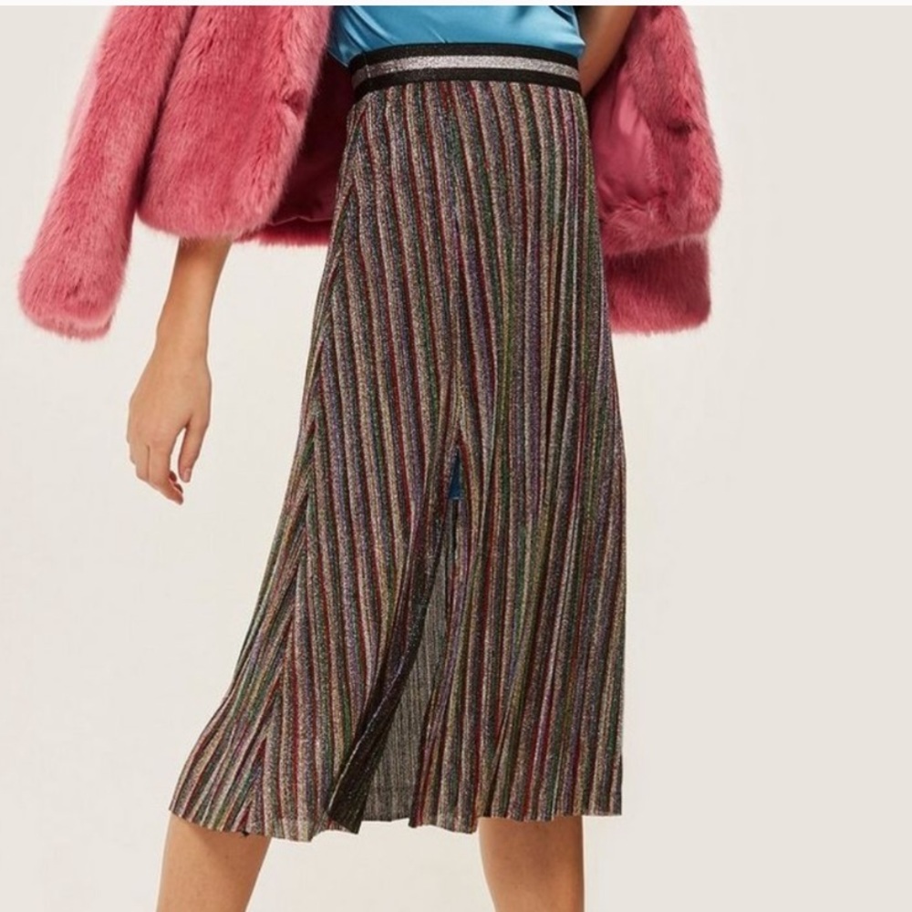 Topshop Glitter Rainbow Midi Skirt